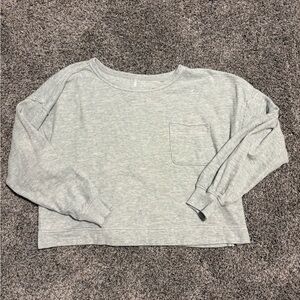 Aerie Light Gray Cropped Long Sleeve